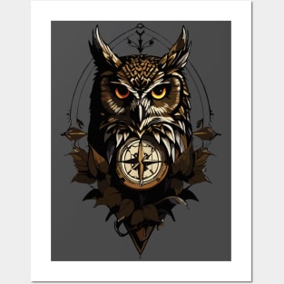 Eagle Owl Compass Posters and Art